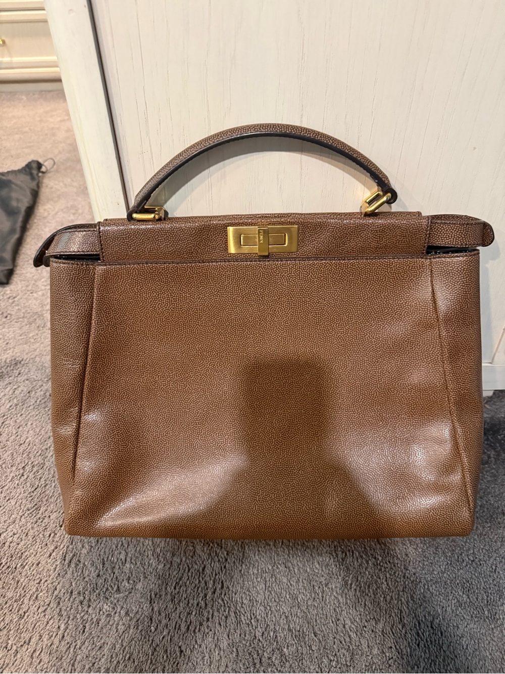 Fendi Tan Peekaboo Bag Gold Hardware